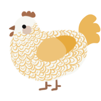 A white and honey chicken with a double-lace pattern