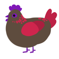 木耳, a bark and crimson chicken with a neck-speckle pattern