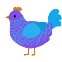 A blurple and sky chicken with a lace pattern