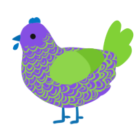 A blurple and grass chicken with a double-lace pattern