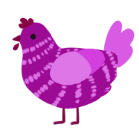 A plum and orchid chicken with a bar pattern