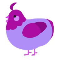 A lilac and plum chicken with a head pattern
