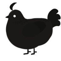 A sable and black chicken with a neck-speckle pattern