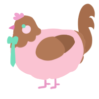 A rose and brown chicken with a head pattern