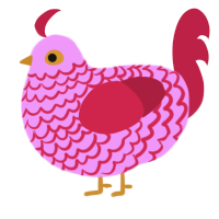 Valentine, a lavender and crimson chicken with a lace pattern