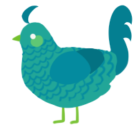 A turquoise and sea chicken with a lace pattern