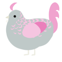 A silver and pink chicken with a half-lace pattern
