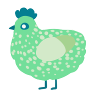 A spring and gluppy chicken with a speckle pattern
