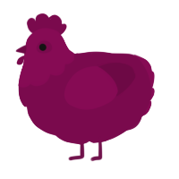 A wine chicken with a head pattern