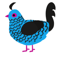 A sky and sable chicken with a lace pattern