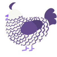 A white and overcast chicken with a lace pattern