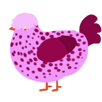 Raspberry, a lavender and maroon chicken with a speckle pattern