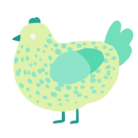 A apple and mint chicken with a speckle pattern