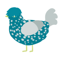 Carnal, a sea and silver chicken with a speckle pattern
