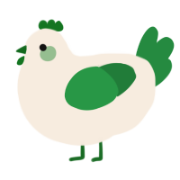 A cream and viridian chicken