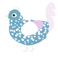 A sky and lavender chicken with a speckle pattern