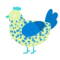 Green Meat, a apple and sapphire chicken with a speckle pattern