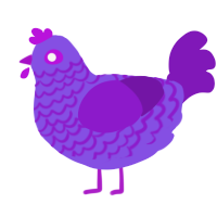 A blurple and violet chicken with a lace pattern