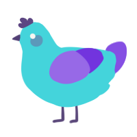 A aqua and blurple chicken
