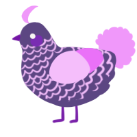 A overcast and lavender chicken with a lace pattern