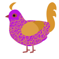 A amethyst and orange chicken with a double-lace pattern