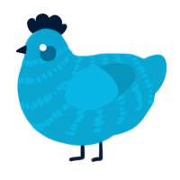 Miku, a cerulean chicken with a bar pattern