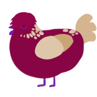 Diane, a maroon and beige chicken with a neck-speckle pattern