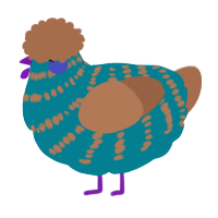 A sea and brown chicken with a bar pattern