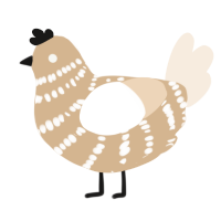A beige and cream chicken with a bar pattern