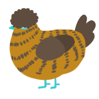 A ochre and bark chicken with a bar pattern