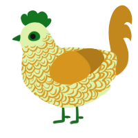 A apple and ochre chicken with a double-lace pattern