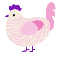 A cream and pink chicken with a lace pattern