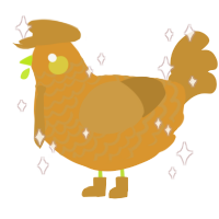 A orange and gold chicken with a lace pattern
