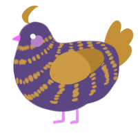 Avin, a overcast and gold chicken with a bar pattern