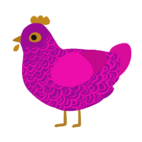 Barbie, a plum and fuchsia chicken with a double-lace pattern