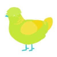 A lime and yellow chicken with a neck-band pattern