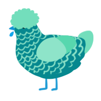 A teal and mint chicken with a lace pattern