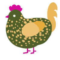 A olive and honey chicken with a speckle pattern