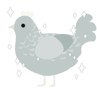 Canio, a silver chicken with a half-lace pattern