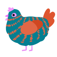 A sea and vermilion chicken with a bar pattern
