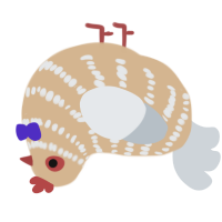 Odd Dough, a beige and mist chicken with a bar pattern