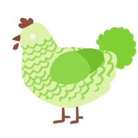 A apple and grass chicken with a lace pattern