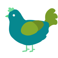 swamp, a teal and chartreuse chicken