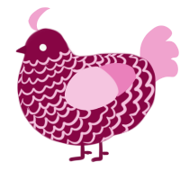 A maroon and pink chicken with a lace pattern