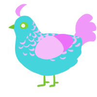 lotus, a aqua and lavender chicken with a half-lace pattern
