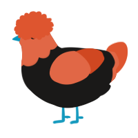 A sable and vermilion chicken with a head pattern