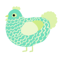 A mint and apple chicken with a lace pattern