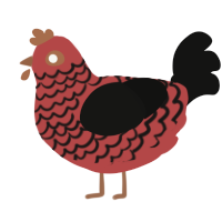 (unnamed), a red and black chicken with a lace pattern
