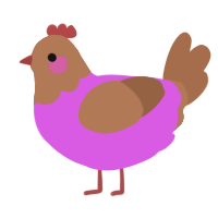 A orchid and brown chicken with a head pattern