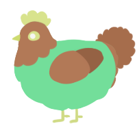 A spring and brown chicken with a head pattern